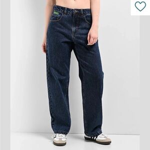 Empyre Loiter Blue Straight Leg Jeans High Waisted Denim Dark Wash 2 Zumiez